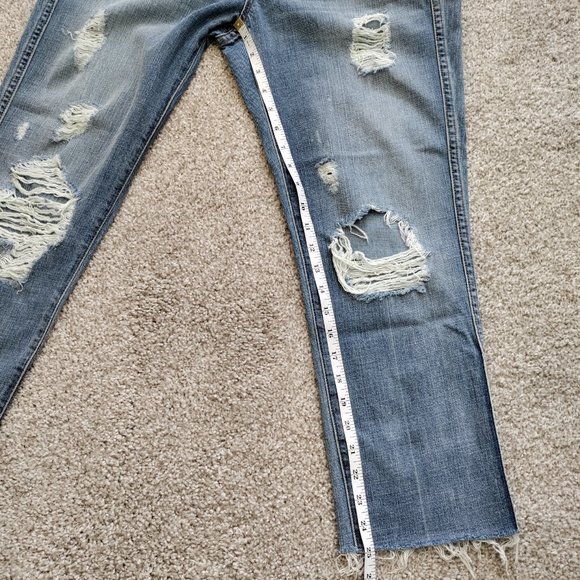 J. Crew Vintage Straight Raw Frayed Jeans High Rise Destroy Size 28R - Picture 12 of 15